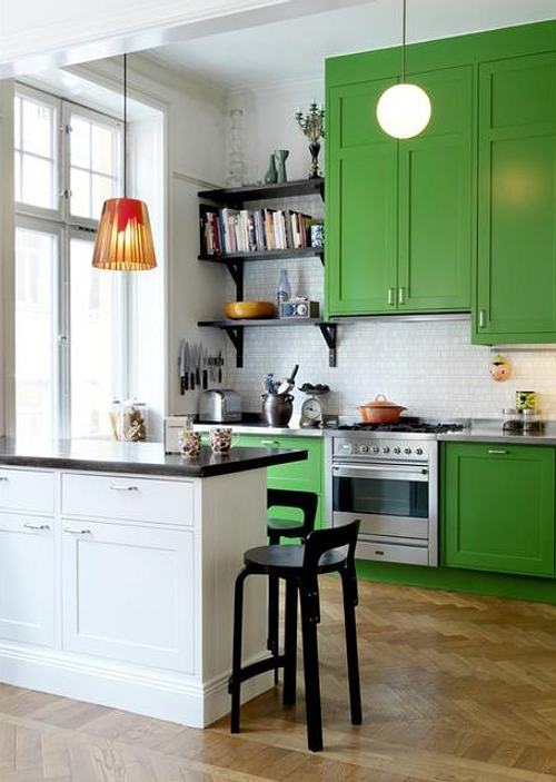 cocina de color verde