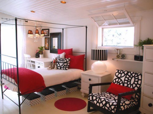 Decoración Dormitorios: Ambiente Juvenil en Blanco, Negro y Rojo